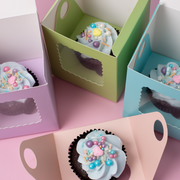 Papyrus Scalloped Single Tall Cupcake Box Pack Of 6 - Pastel Blue