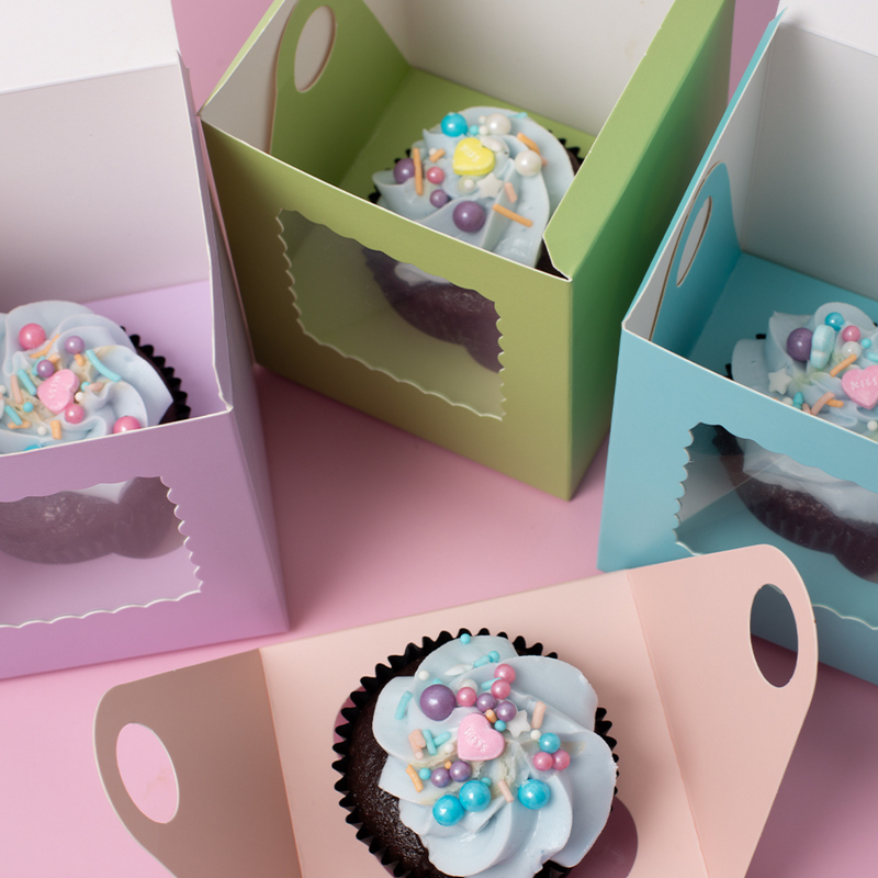 Papyrus Scalloped Single Tall Cupcake Box Pack Of 6 - Pastel Blue