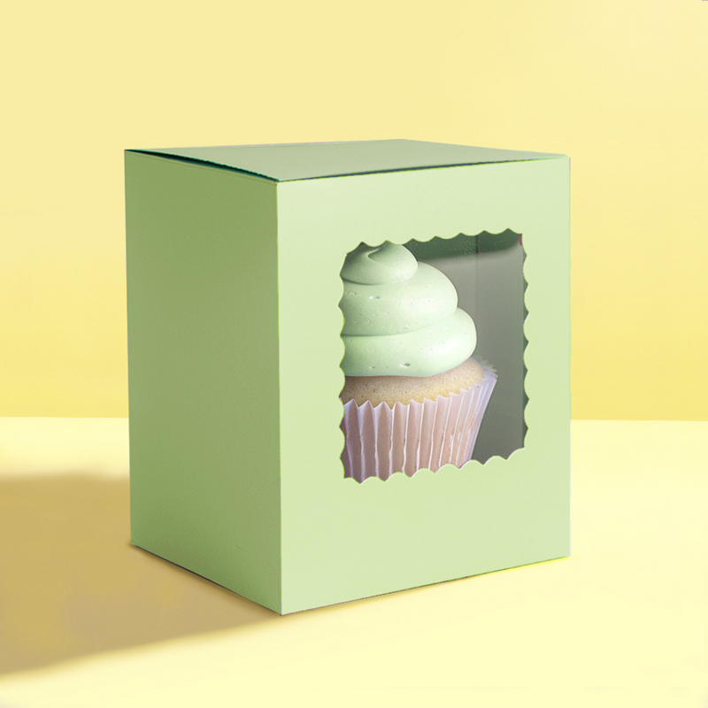 Papyrus Scalloped Single Tall Cupcake Box Pack Of 6 - Pastel Green