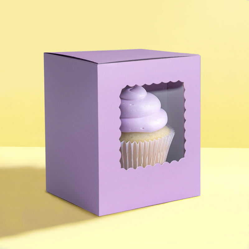 Papyrus Scalloped Single Tall Cupcake Box Pack Of 6 - Pastel Lilac