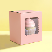 Papyrus Scalloped Single Tall Cupcake Box Pack Of 6 - Pastel Pink
