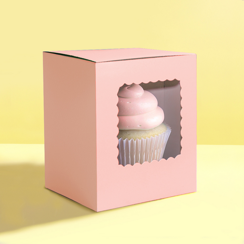 Papyrus Scalloped Single Tall Cupcake Box Pack Of 6 - Pastel Pink