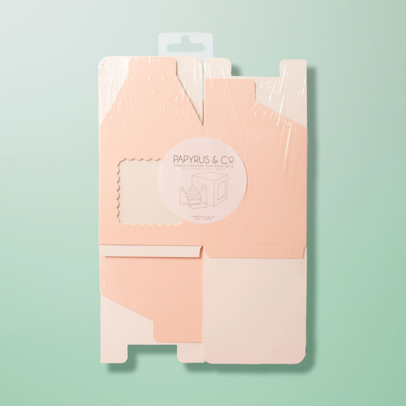 Papyrus Scalloped Single Tall Cupcake Box Pack Of 6 - Pastel Pink