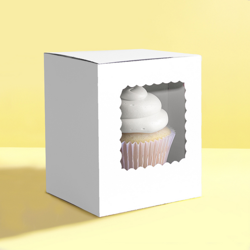 Papyrus Scalloped Single Tall Cupcake Box Pack Of 6 - White