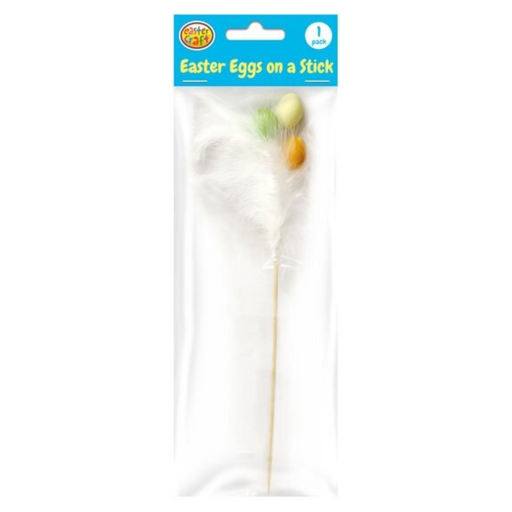 Pastel Eggs in White Feathers Decoration Pick 1 Pack