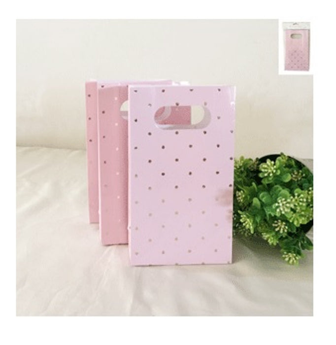 Party Bag Dotty With Gold Foiled Pink 6pk