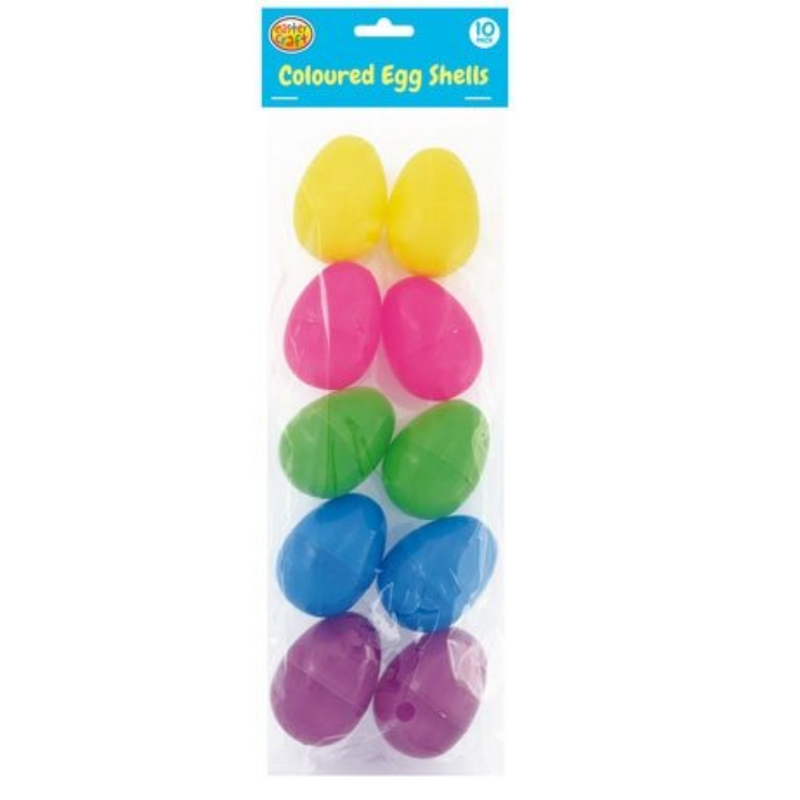 Plastic Fillable Coloured Egg Shells 10 Pack