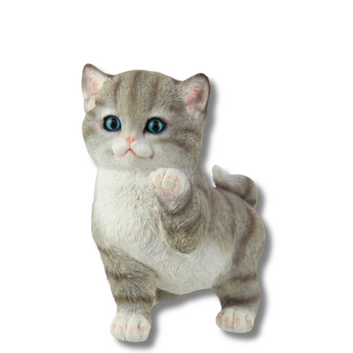 Playful Grey Cat with Blue Eyes 19cm