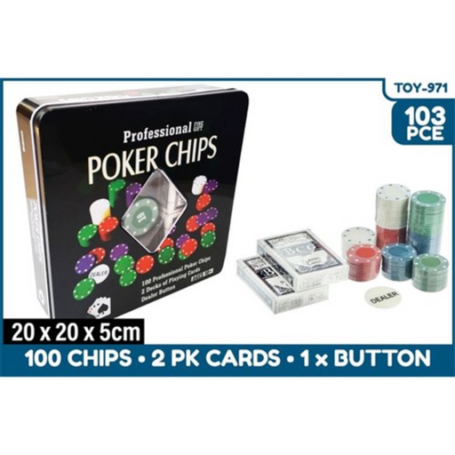 Poker Set with 100chips 2pkcard 1xbutton