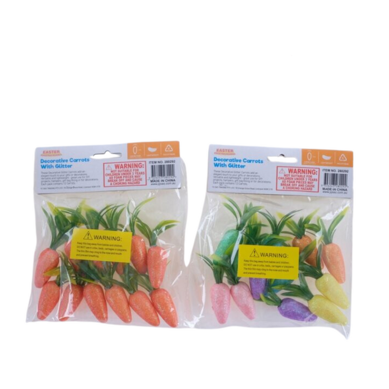 Polystyrene Carrots With Glitter Assorted