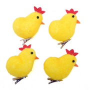 Polystyrene Fabric Chickens With Clip 4pk Assorted