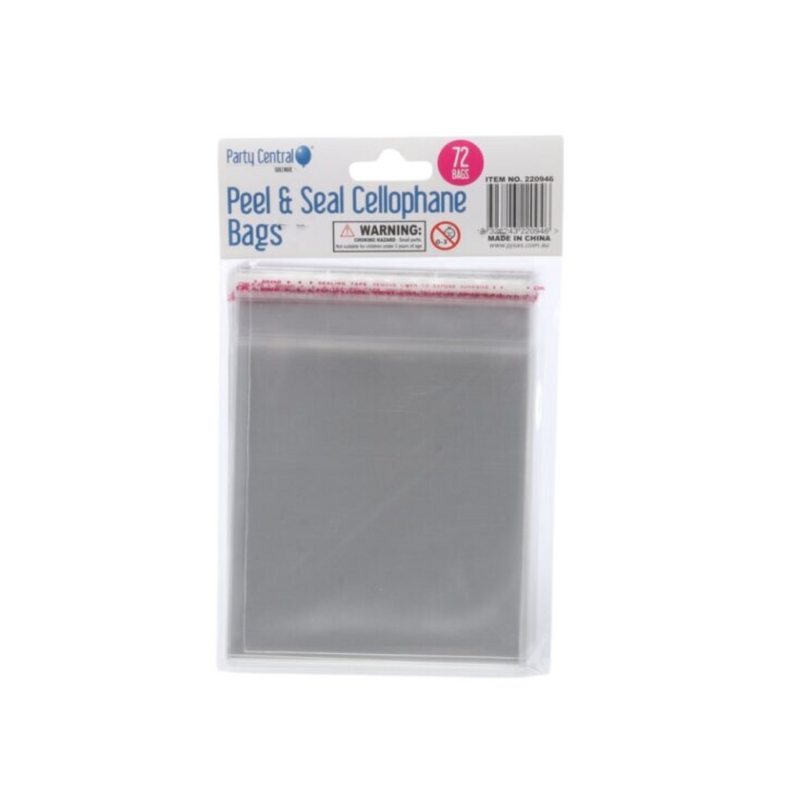 Premium Peel & Seal Cellophane Bags - 12cm x 16cm 72pk