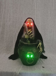Animated Witch Mixing Cauldron 47CM – thumbnail