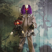 Animated Evil Clown with Possessed Doll 1.8m – thumbnail