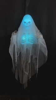 Animated Light Up Hanging Skeleton Prop 1.1m