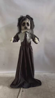 Animated Standing Head Turning Creepy Girl Battery Operated 160cm