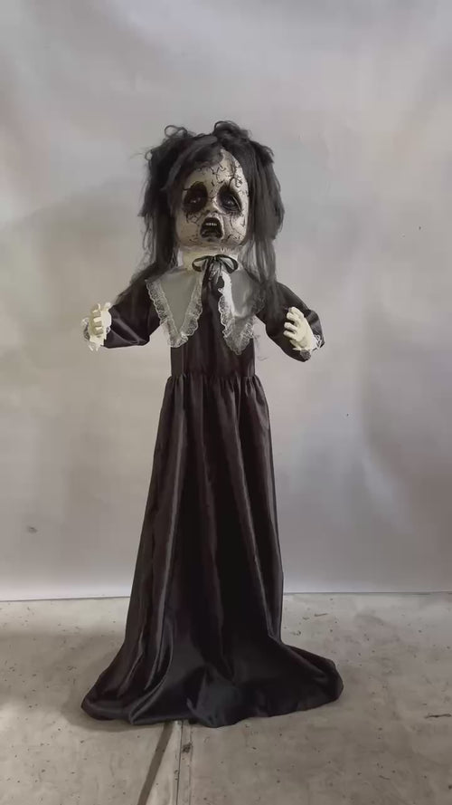 Animated Standing Head Turning Creepy Girl Battery Operated 160cm