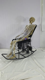 Animated Skeleton On Rocking Chair 100cm