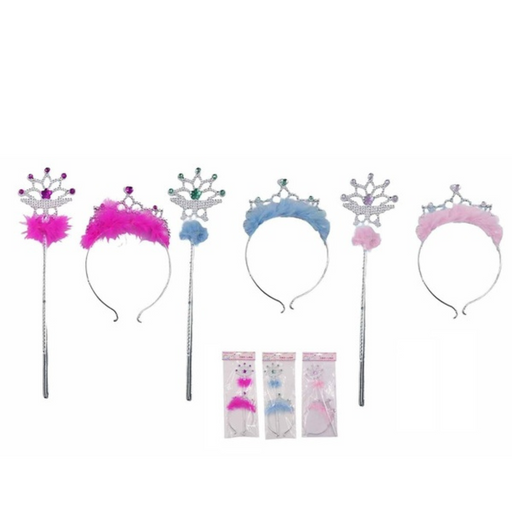 Princess 2Pc Kit-Tiara and Wand 3 Assorted