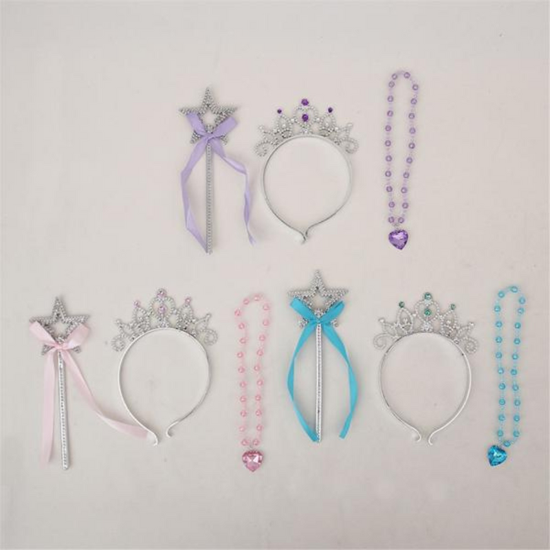 Princess Tiara,Wand and Necklace 3Pc 3 Assorted