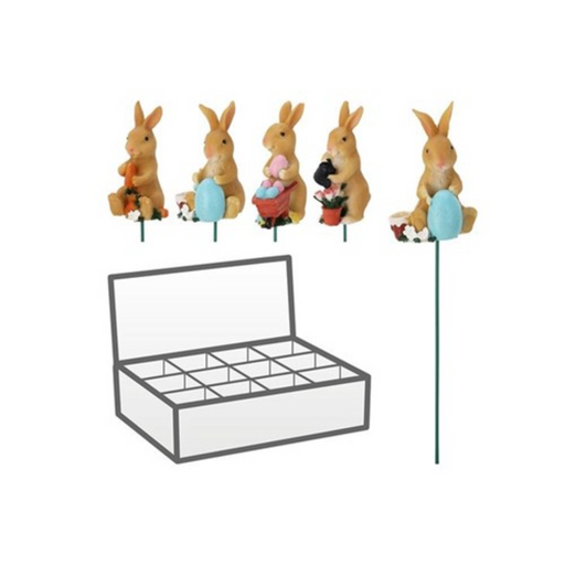Rabbit on Stick Polyresin 25cm 4 Assorted