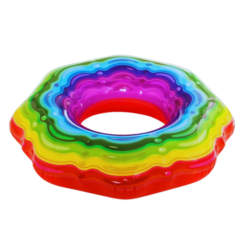 Rainbow Swim Ring 115cm inflatable pool float for pool and beach