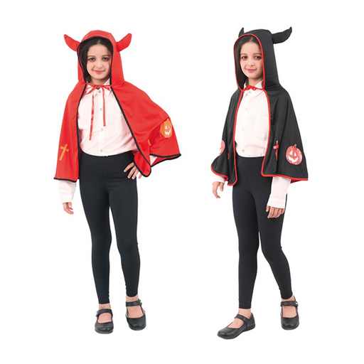 Red & Black Kids Devil Cape 78cm 2 Asstd 