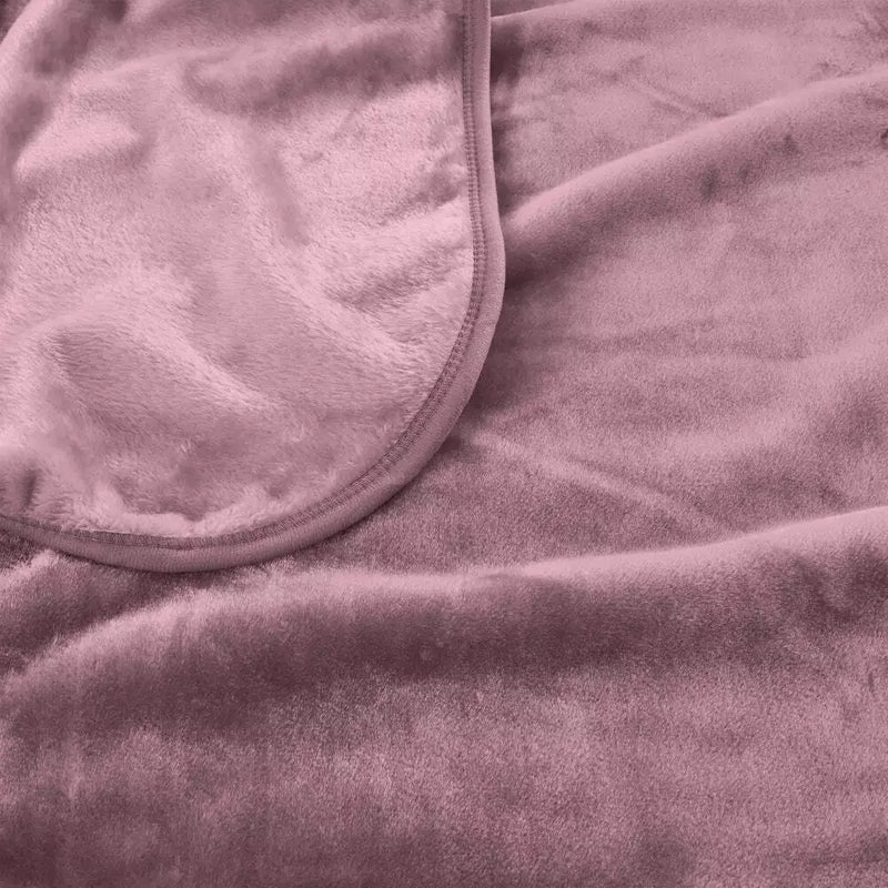 Solid Faux Mink Blanket 600gsm Grape 220x240 cm