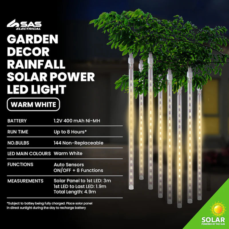 Fairy String Light Solar Tube 8pk 144 LED