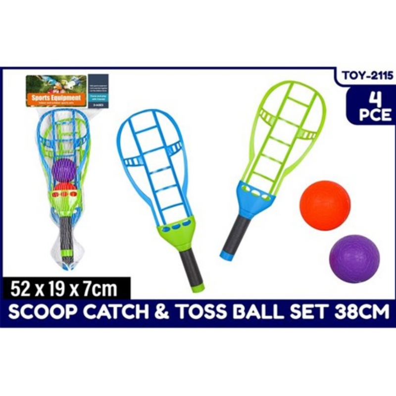 Scoop Catch and Toss Ball Set 38cm Asst 4Pce