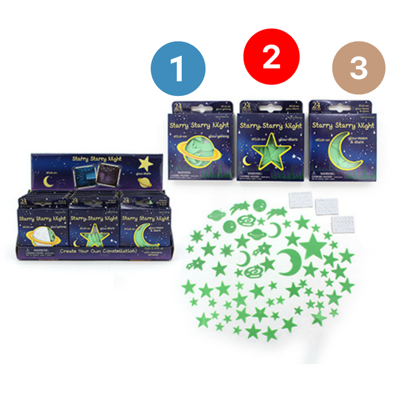 Glow In The Dark Galaxy Moon Stars (24 Pcs)
