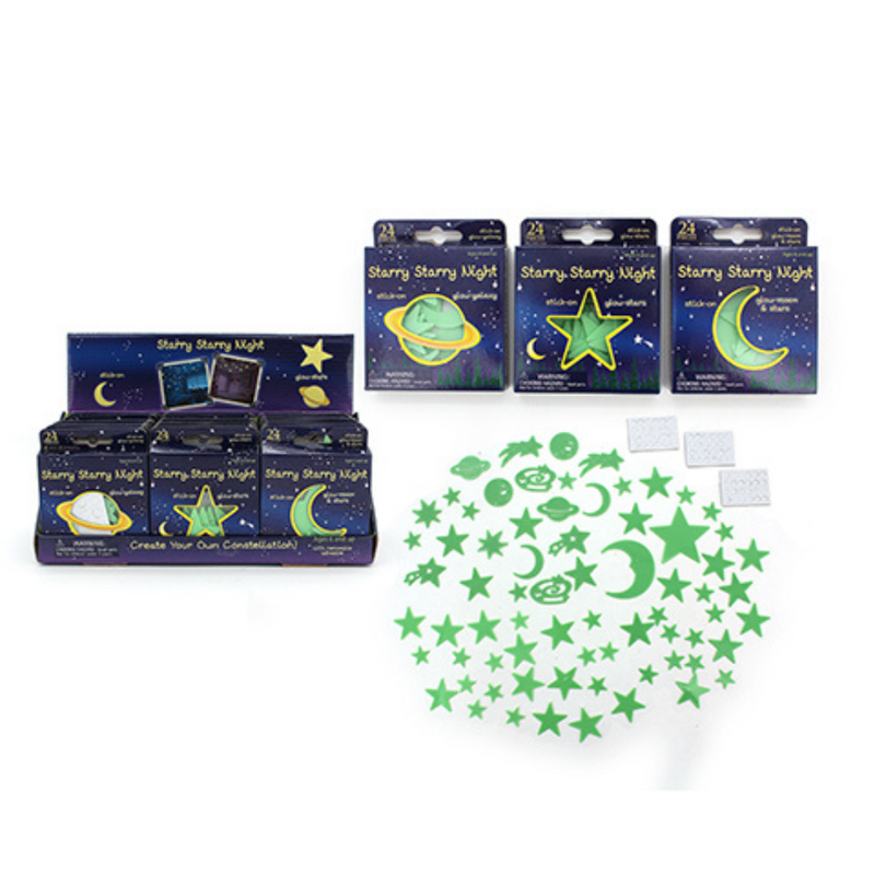 Glow In The Dark Galaxy Moon Stars (24 Pcs)