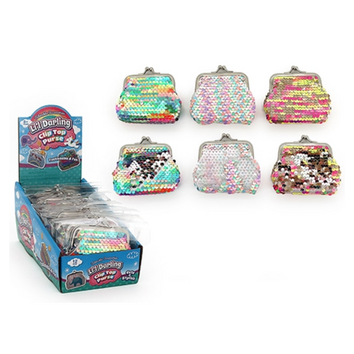 SEQUINS CLIP PURSE 3 ASSTD 9x8.5cm