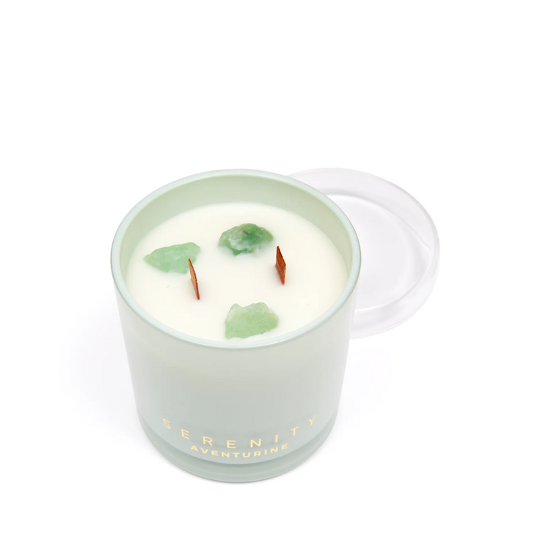 Serenity Candle Crystal Glass 300g - Abundance Adventurine
