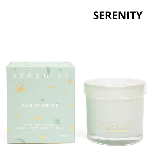 Serenity Candle Crystal Glass 300g - Abundance Adventurine
