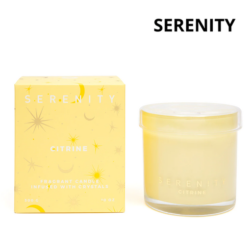 Serenity Candle Crystal Glass 300g - Energise Citrine