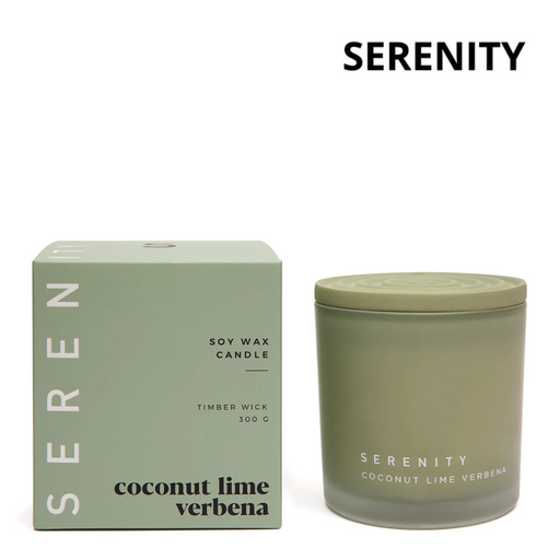 Serenity Glass Jar with Lid in Box 300g - Coconut Lime Verbena