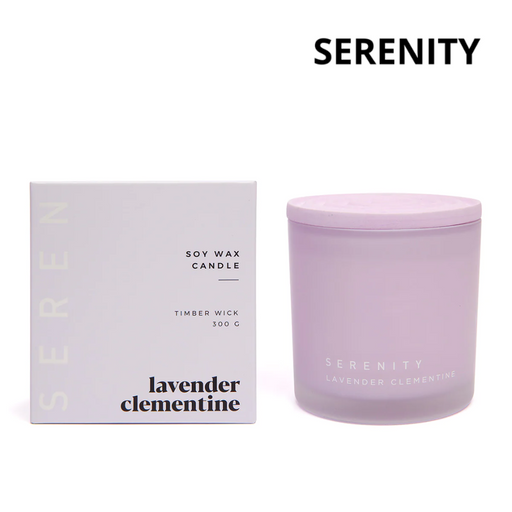Serenity Glass Jar with Lid in Box 300g - Lavender Clementine