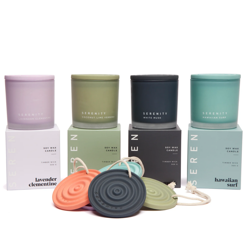 Serenity Glass Jar with Lid in Box 300g - Lavender Clementine