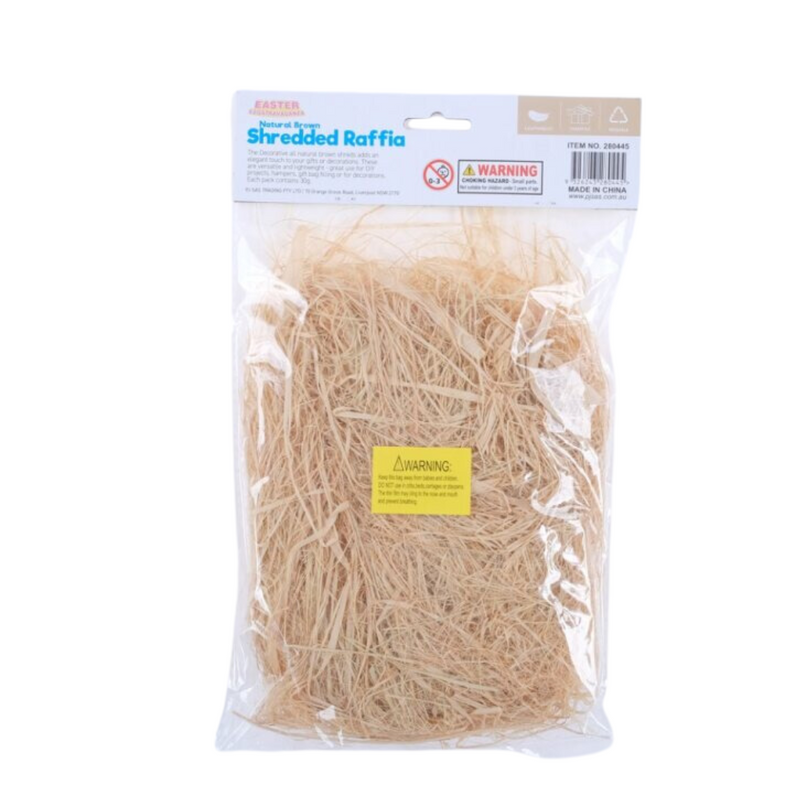 Shredded Raffia 30g Natural Brown