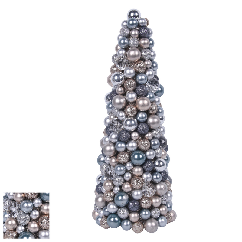 Silver Glitter Ball Tree 38Cm
