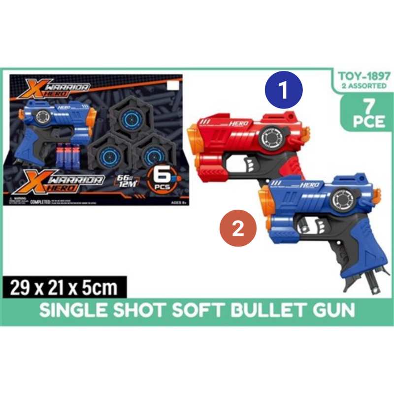 Single Shot Soft Bullet Gun 13cm 7Pce 