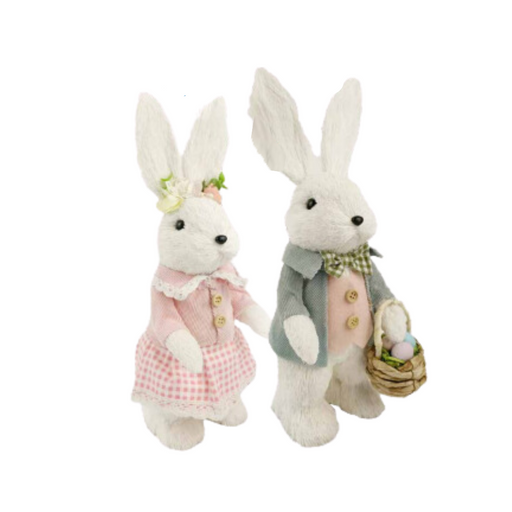 Sisal Dressed White Bunny 34Cm Asst