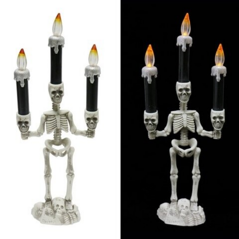 Skeleton Candelabra With Light Up Candles Battery Operated