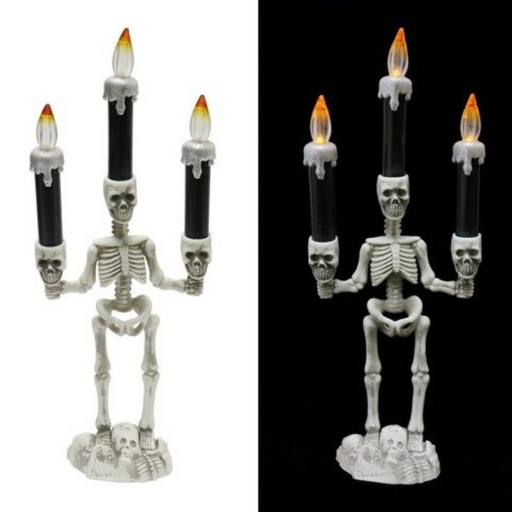 Skeleton Candelabra With Light Up Candles Battery Operated