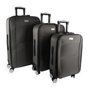Charcoal soft case luggage set of three suitcases displayed together for travel – thumbnail