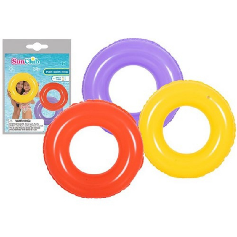 Solid Colour Swim Ring 76cm inflatable pool float, 3 assorted colours