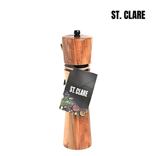St. Clare Acacia and Black Steel S&P Grinder 20cm
