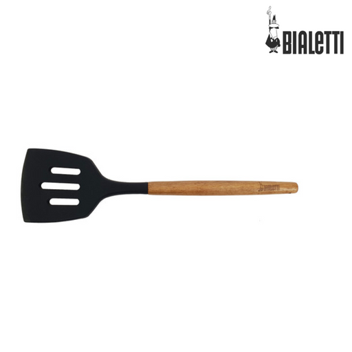 St. Clare Black Silicone Slotted Lifter with Acacia Handle 32cm