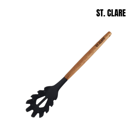 St. Clare Spaghetti Spoon Black Silicone Bialetti with Acacia Handle 31cm